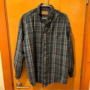 Clear water xxl plaid long sleeve button down men’s shirt teal